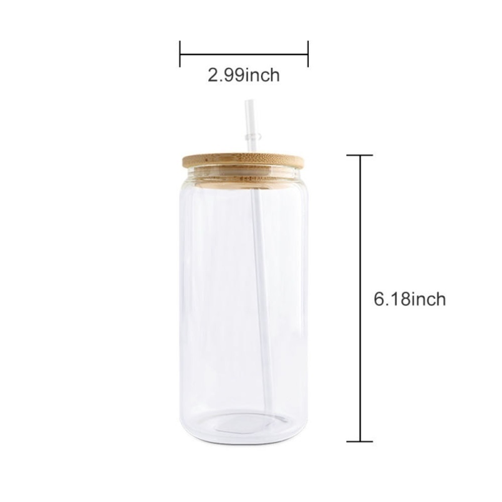 Custom Designer Inspired 16 oz Glass Tumbler Wood Lid w/ Glass Straw NEW - Picture 4 of 5